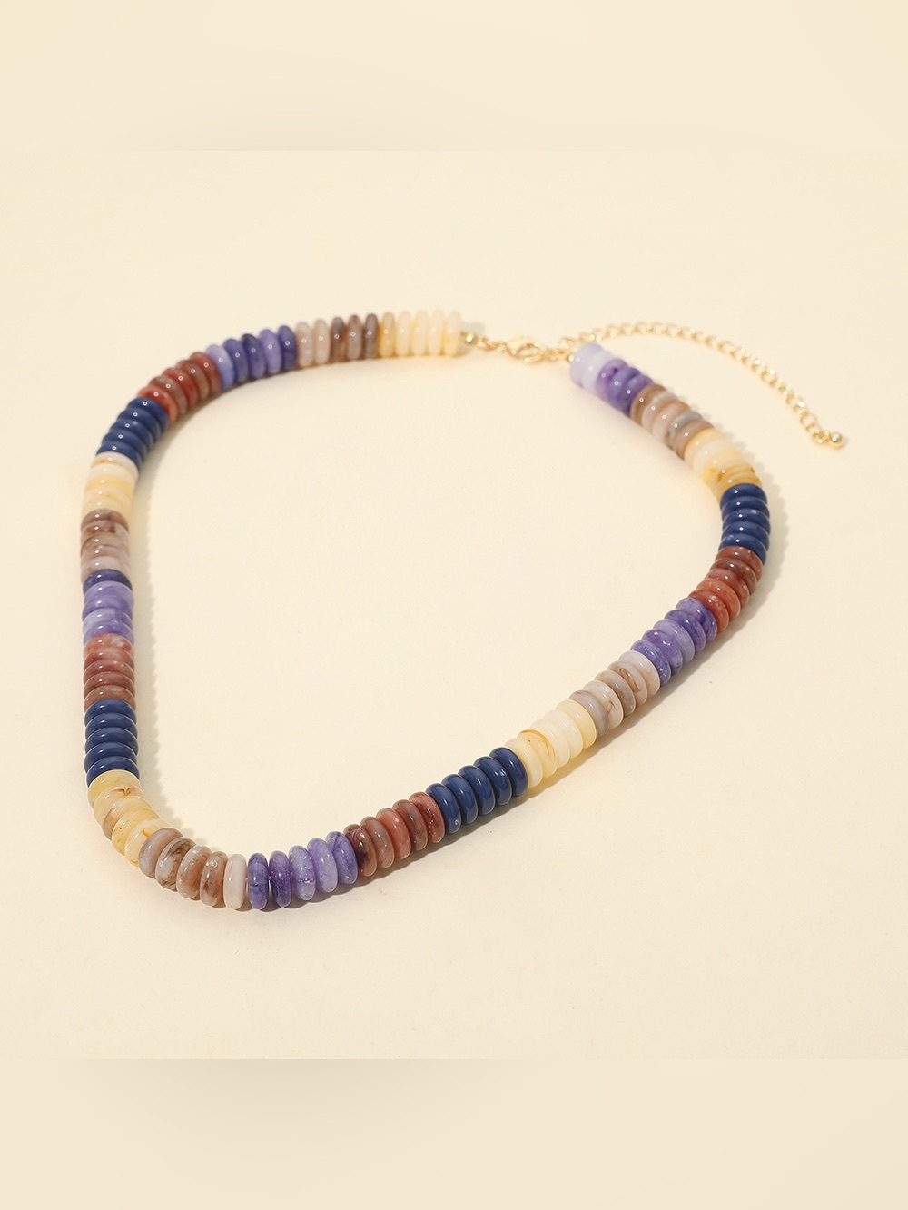 Flat Resin Disc Beaded Necklace